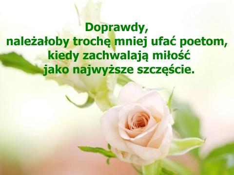 Doprawdy, należałoby trochę mniej ufać poetom, kiedy zachwalają miłość jako najwyższe szczęście.